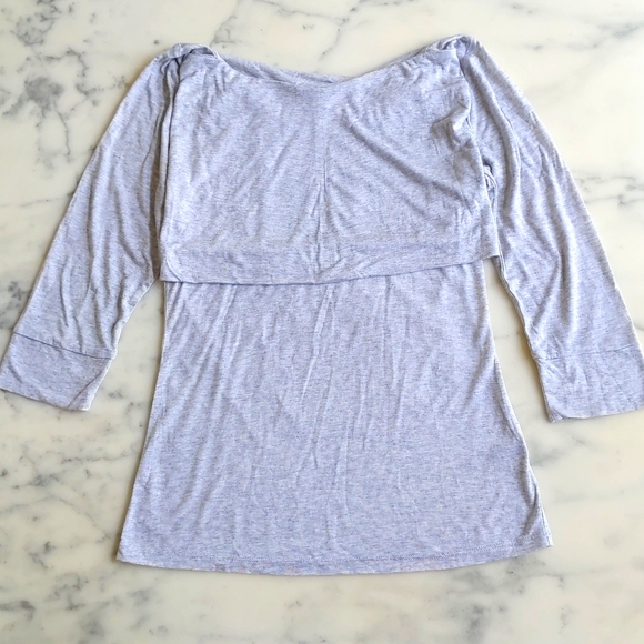 NWOT. The Limited Modal and Wool Light Grey Cowl Neck Top with 3/4 sleeve. - Picture 4 of 4